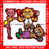 Famous Hustle Sexy Female Boxer Body Builder Teddy Bear Gold Belt Winner Op Opp Opponent Down Hip Hop Rap Plug Trap Street Hood Ghetto Swag Thug Hustler Hustling Trapper Art Graphic Design Logo T-Shirt Print Printing JPG PNG SVG Vector Cut File