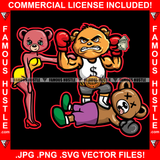 Famous Hustle Sexy Female Boxer Body Builder Teddy Bear Gold Belt Winner Op Opp Opponent Down Hip Hop Rap Plug Trap Street Hood Ghetto Swag Thug Hustler Hustling Trapper Art Graphic Design Logo T-Shirt Print Printing JPG PNG SVG Vector Cut File