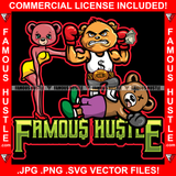 Famous Hustle Sexy Female Boxer Body Builder Teddy Bear Gold Belt Winner Op Opp Opponent Down Hip Hop Rap Plug Trap Street Hood Ghetto Swag Thug Hustler Hustling Trapper Quote Art Graphic Design Logo T-Shirt Print Printing JPG PNG SVG Vector Cut File