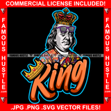 King Gangster President Ben Franklin Glasses Colorful Shirts No Money No Problems Hip Hop Rap Plug Trap Hood Ghetto Swag Thug Hustler Hustling Famous Hustle Baller Trapper Quote Art Graphic Design Logo T-Shirt Print Printing JPG PNG SVG Vector Cut File