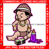 Watch My Shine Gangster Baby Boy Gold Pacifier Jewelry Cap Purple Bottle Feeder Cash Money Bundles Hip Hop Rap Plug Trap Street Hood Ghetto Swag Thug Hustling Famous Hustle Art Graphic Design Logo T-Shirt Print Printing JPG PNG SVG Vector Cut File