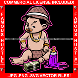 Watch My Shine Gangster Baby Boy Gold Pacifier Jewelry Cap Purple Bottle Feeder Cash Money Bundles Hip Hop Rap Plug Trap Street Hood Ghetto Swag Thug Hustling Famous Hustle Art Graphic Design Logo T-Shirt Print Printing JPG PNG SVG Vector Cut File