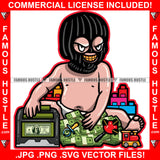 Born In The Streets Gangster Baby Ski Mask Gold Teeth Toys Cash Money Bundles Hip Hop Rap Plug Trap Street Hood Ghetto Swag Thug Hustler Hustling Famous Hustle Baller Trapper Art Graphic Design Logo T-Shirt Print Printing JPG PNG SVG Vector Cut File