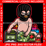 Born In The Streets Gangster Baby Ski Mask Gold Teeth Toys Cash Money Bundles Hip Hop Rap Plug Trap Street Hood Ghetto Swag Thug Hustler Hustling Famous Hustle Baller Trapper Art Graphic Design Logo T-Shirt Print Printing JPG PNG SVG Vector Cut File