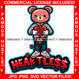 Heartless Broken Heart Teddy Bear Sad Crying Puddle Tears In Eyes Hurt No Love Relationship Hip Hop Rap Plug Trap Street Hood Ghetto Swag Thug Hustler Hustling Famous Hustle Quote Art Graphic Design Logo T-Shirt Print Printing JPG PNG SVG Vector Cut File