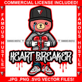 Heart Breaker Dripping Heartless Broken Heart Teddy Bear Sad Crying Puddle Tears Eyes Cap Hurt No Love Relationship Hip Hop Rap Plug Trap Street Ghetto Thug Famous Hustle Quote Art Graphic Design Logo T-Shirt Print Printing JPG PNG SVG Vector Cut File