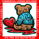 Love Sick Teddy Bear Dripping Heart Blood Rain Bloody Tattoo Hip Hop Rap Hustler Relationship Break Up Lost Love Loveless Heartless Famous Hustle Art Graphic Design Logo T-Shirt Print Printing JPG PNG SVG Vector Cut File