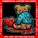 Love Sick Teddy Bear Dripping Heart Blood Rain Bloody Tattoo Hip Hop Rap Hustler Relationship Break Up Lost Love Loveless Heartless Famous Hustle Art Graphic Design Logo T-Shirt Print Printing JPG PNG SVG Vector Cut File