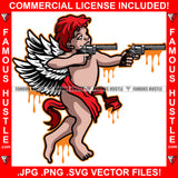 Street Angel Dripping Gangster Wings Statue Red Hairs Pistol Guns Hip Hop Rap Plug Trap Street Hood Ghetto Swag Thug Hustler Hustling Famous Hustle Baller Trapper Art Graphic Design Logo T-Shirt Print Printing JPG PNG SVG Vector Cut File