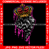 King Of The Trap Lion Face Statue Crown Hip Hop Rap Rapper Plug Trap Street Hood Ghetto Swag Thug Hustler Hustling Famous Hustle Baller Trapper Art Graphic Design Logo T-Shirt Print Printing JPG PNG SVG Vector Cut File