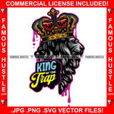 King Of The Trap Lion Face Statue Crown Hip Hop Rap Rapper Plug Trap Street Hood Ghetto Swag Thug Hustler Hustling Famous Hustle Baller Trapper Quote Art Graphic Design Logo T-Shirt Print Printing JPG PNG SVG Vector Cut File