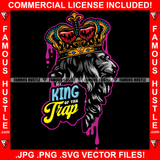 King Of The Trap Lion Face Statue Crown Hip Hop Rap Rapper Plug Trap Street Hood Ghetto Swag Thug Hustler Hustling Famous Hustle Baller Trapper Quote Art Graphic Design Logo T-Shirt Print Printing JPG PNG SVG Vector Cut File