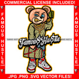 Famous Hustle Gangster Teddy Bear Gold Teeth Necklace Cash Money Jewelry Bag Sneakers Hip Hop Rap Rapper Plug Trap Street Hood Ghetto Swag Thug Hustler Hustling Quote Art Graphic Design Logo T-Shirt Print Printing JPG PNG SVG Vector Cut File