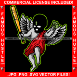 Money Fever Street Demon Gangster Angel Wings Statue Black Ski Mask Baseball Bat Cash Money Drugs Hip Hop Rap Rapper Plug Trap Street Swag Thug Famous Hustle Trapper Art Graphic Design Logo T-Shirt Print Printing JPG PNG SVG Vector Cut File