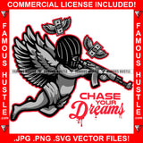 Cash Your Dreams Street Demon Ski Mask Gangster Angel Wings Statue Machine Gun Money Flying Hip Hop Rap Plug Trap Street Hood Ghetto Swag Thug Hustler Hustling Famous Hustle Quote Art Graphic Design Logo T-Shirt Print Printing JPG PNG SVG Vector Cut File