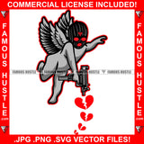 Fake Love Street Demon Ski Mask Gangster Angel Wings Statue Machine Gun Broken Heart Hip Hop Rap Plug Trap Street Hood Ghetto Swag Thug Hustler Hustling Famous Hustle Art Graphic Design Logo T-Shirt Print Printing JPG PNG SVG Vector Cut File