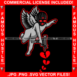 Fake Love Street Demon Ski Mask Gangster Angel Wings Statue Machine Gun Broken Heart Hip Hop Rap Plug Trap Street Hood Ghetto Swag Thug Hustler Hustling Famous Hustle Art Graphic Design Logo T-Shirt Print Printing JPG PNG SVG Vector Cut File