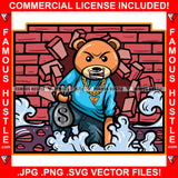 Bad Habits Gangster Teddy Bear Angry Face Robber Gold Necklace Cash Money Bag Hip Hop Rap Rapper Plug Trap Street Hood Ghetto Swag Thug Famous Hustle Baller Trapper Art Graphic Design Logo T-Shirt Print Printing JPG PNG SVG Vector Cut File