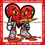 True Love Is Dead Broken Red Heart Cartoon Character Bandage Eyes Broken Bolt In Sneakers Blood Hip Hop Rap Plug Street Hood Swag Thug Famous Hustle Baller Trapper Art Graphic Design Logo T-Shirt Print Printing JPG PNG SVG Vector Cut File