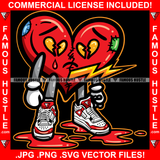 True Love Is Dead Broken Red Heart Cartoon Character Bandage Eyes Broken Bolt In Sneakers Blood Hip Hop Rap Plug Street Hood Swag Thug Famous Hustle Baller Trapper Art Graphic Design Logo T-Shirt Print Printing JPG PNG SVG Vector Cut File