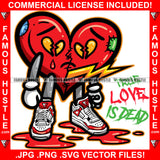 True Love Is Dead Broken Red Heart Cartoon Character Bandage Eyes Broken Bolt In Sneakers Blood Hip Hop Rap Plug Street Hood Swag Thug Famous Hustle Baller Trapper Quote Art Graphic Design Logo T-Shirt Print Printing JPG PNG SVG Vector Cut File