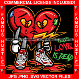 True Love Is Dead Broken Red Heart Cartoon Character Bandage Eyes Broken Bolt In Sneakers Blood Hip Hop Rap Plug Street Hood Swag Thug Famous Hustle Baller Trapper Quote Art Graphic Design Logo T-Shirt Print Printing JPG PNG SVG Vector Cut File