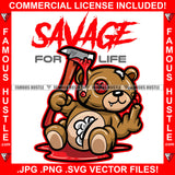 Savage Horror Teddy Bear Missing Button Eye Bandage Stuffed Coming Out Shap Teeth Bloody Axe Middle Finger Hip Hop Rap Plug Trap Street Hood Famous Hustle Baller Trapper Quote Art Graphic Design Logo T-Shirt Print Printing JPG PNG SVG Vector Cut File