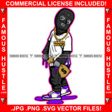 Drip Dripping Gangster Black Man Statue Ski Mask Gold Jewekry Cash Money Bag Sneakers Hip Hop Rapper Plug Street Hood Ghetto Swag Thug Flex Drip Famous Hustle Art Graphic Design Logo T-Shirt Print Printing JPG PNG SVG Vector Cut File