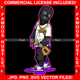 Drip Dripping Gangster Black Man Statue Ski Mask Gold Jewekry Cash Money Bag Sneakers Hip Hop Rapper Plug Street Hood Ghetto Swag Thug Flex Drip Famous Hustle Art Graphic Design Logo T-Shirt Print Printing JPG PNG SVG Vector Cut File