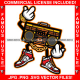 Gold Tape Recorder Showing Middle Fingers Jewelry Watch Sneakers Hip Hop Rap Rapper Plug Trap Street Hood Ghetto Swag Thug Hustler Hustling Drip Famous Hustle Art Graphic Design Logo T-Shirt Print Printing JPG PNG SVG Vector Cut File