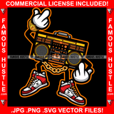 Gold Tape Recorder Showing Middle Fingers Jewelry Watch Sneakers Hip Hop Rap Rapper Plug Trap Street Hood Ghetto Swag Thug Hustler Hustling Drip Famous Hustle Art Graphic Design Logo T-Shirt Print Printing JPG PNG SVG Vector Cut File