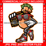 Gangster Cash Money Bag Cartoon Character Sunglasses Gold Tape Recorder Sneakers Hip Hop Rap Plug Trap Street Hood Ghetto Swag Thug Hustler Hustling Famous Hustle Baller Trapper Art Graphic Design Logo T-Shirt Print Printing JPG PNG SVG Vector Cut File