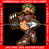 Gangster Cash Money Bag Cartoon Character Sunglasses Gold Tape Recorder Sneakers Hip Hop Rap Plug Trap Street Hood Ghetto Swag Thug Hustler Hustling Famous Hustle Baller Trapper Art Graphic Design Logo T-Shirt Print Printing JPG PNG SVG Vector Cut File