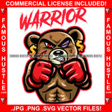 Warrior Teddy Bear Boxing Champion Box Boxer Injured Blood Gold Dollar Sign Earrings Hip Hop Rap Rapper Plug Trap Street Hood Ghetto Swag Hustling Famous Hustle Quote Art Graphic Design Logo T-Shirt Print Printing JPG PNG SVG Vector Cut File