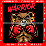 Warrior Teddy Bear Boxing Champion Box Boxer Injured Blood Gold Dollar Sign Earrings Hip Hop Rap Rapper Plug Trap Street Hood Ghetto Swag Hustling Famous Hustle Quote Art Graphic Design Logo T-Shirt Print Printing JPG PNG SVG Vector Cut File