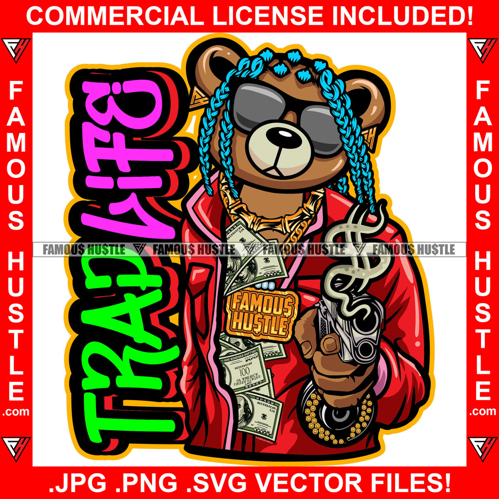 Trap Life Gangster Teddy Bear Cash Money Diamond Sunglasses Gold Jewel ...