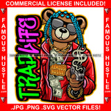 Trap Life Gangster Teddy Bear Cash Money Diamond Sunglasses Gold Jewelry Dread Locks Pistol Gun Hip Hop Rap Rich Rapper Trap Plug Ghetto Swag Thug Gangsta Savage Quote Art Graphic Design Logo T-Shirt Print Printing JPG PNG SVG Vector Cut File
