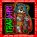 Trap Life Gangster Teddy Bear Cash Money Diamond Sunglasses Gold Jewelry Dread Locks Pistol Gun Hip Hop Rap Rich Rapper Trap Plug Ghetto Swag Thug Gangsta Savage Quote Art Graphic Design Logo T-Shirt Print Printing JPG PNG SVG Vector Cut File