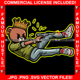 Bring It On Dripping Drip Gangster King Teddy Bear Packed Shooting Guns Bullets Thug Hitman Gold Jewelry Hustler Mafia Mob Trap Art Graphic Design Logo T-Shirt Print Printing JPG PNG SVG Vector Cut File