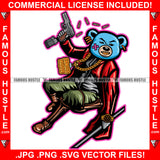 Hustler Gangster Blue Teddy Bear Scar Face Shooting Gun Bullets Dress Gold Teeth Jewelry Watch Rap Drip Plug Trap Hood Rapper Trapper Hustling Famous Hustle Mafia Art Graphic Design Logo T-Shirt Print Printing JPG PNG SVG Vector Cut File