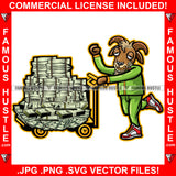 Cash G.O.A.T Gangster Goat Money Stacks Smoking Dollar Sign Smoke Gold Teeth Sneakers Hip Hop Rap Hustler Drip Trap Hood Thug Gang Street Ghetto Art Graphic Design Logo T-Shirt Print Printing JPG PNG SVG Vector Cut File