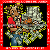 Hustle G.O.A.T Gangster Goat Mean Face Money Cash Stacks Gold Teeth Crown Jewelry Hip Hop Rap Hustler Drip Trap Hood Thug Gang Street Ghetto Art Graphic Design Logo T-Shirt Print Printing JPG PNG SVG Vector Cut File