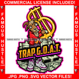 Trap G.O.A.T Gangster Goat Mean Face Money Cash Stacks Gold Very Big Dollar Sign Hip Hop Rap Hustler Drip Trap Hood Thug Gang Street Ghetto Quote Art Graphic Design Logo T-Shirt Print Printing JPG PNG SVG Vector Cut File