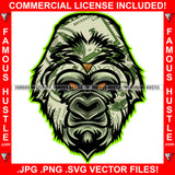 Thug Dollar $100 Bill Pattern Mean Face Gangster Gorilla Ape Trap Street Hood Ghetto Thug Boss Hustler Drip Savage Gangsta Mafia Mob Famous Hustle Art Graphic Design Logo T-Shirt Print Printing JPG PNG SVG Vector Cut File