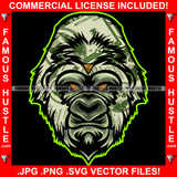 Thug Dollar $100 Bill Pattern Mean Face Gangster Gorilla Ape Trap Street Hood Ghetto Thug Boss Hustler Drip Savage Gangsta Mafia Mob Famous Hustle Art Graphic Design Logo T-Shirt Print Printing JPG PNG SVG Vector Cut File