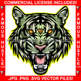 Predator Mean Face Gangster Tiger Dollar $100 Bill Pattern Yellow Eyes Trap Street Hood Ghetto Thug Boss Hustler Drip Savage Gangsta Mafia Mob Famous Hustle Art Graphic Design Logo T-Shirt Print Printing JPG PNG SVG Vector Cut File