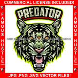 Predator Mean Face Gangster Tiger Dollar $100 Bill Pattern Yellow Eyes Trap Street Hood Ghetto Thug Boss Hustler Drip Savage Gangsta Mafia Mob Famous Hustle Quote Art Graphic Design Logo T-Shirt Print Printing JPG PNG SVG Vector Cut File