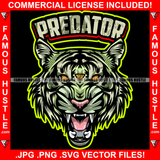 Predator Mean Face Gangster Tiger Dollar $100 Bill Pattern Yellow Eyes Trap Street Hood Ghetto Thug Boss Hustler Drip Savage Gangsta Mafia Mob Famous Hustle Quote Art Graphic Design Logo T-Shirt Print Printing JPG PNG SVG Vector Cut File