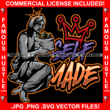 Self Made Queen Sexy Lady Statue Cash Money Bag Bundles Hip Hop Rap Rapper Plug Trap Street Hood Ghetto Swag Thug Hustler Hustling Famous Hustle Baller Trapper Quote Art Graphic Design Logo T-Shirt Print Printing JPG PNG SVG Vector Cut File