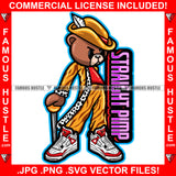 Straight Pimp Gangster Boss Teddy Bear Angry Mean Face Dress Alpine Hat Quill Sneakers Street Ghetto Hip Hop Rap Rapper Hustle Quote Art Graphic Design Logo T-Shirt Print Printing JPG PNG SVG Vector Cut File